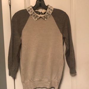 JCrew Two Tone Jeweled Collar Sweater